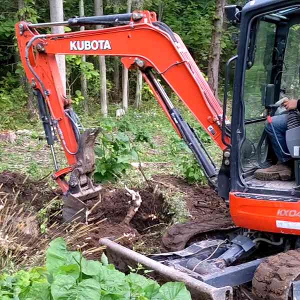 Machine clearing the land